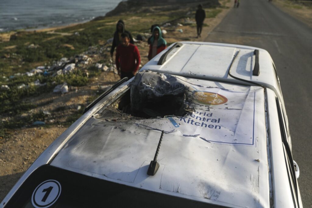 Car that Aid workers were travelling in