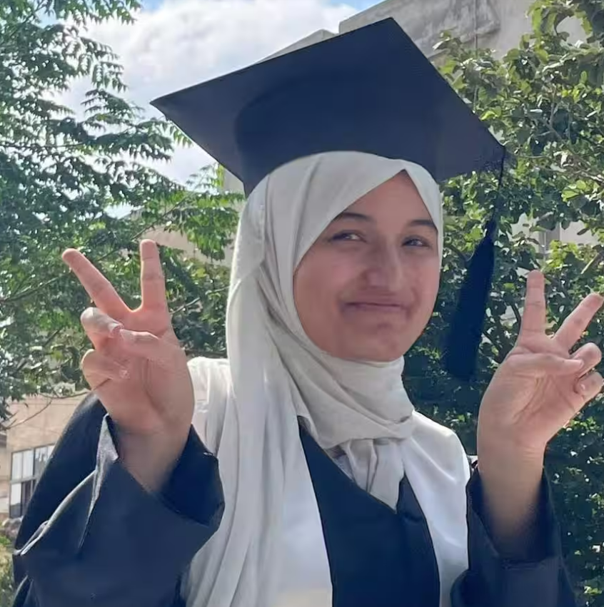 Ranem Abu Izneid celebrating her achievement